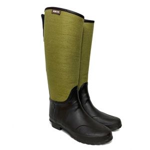 HUNTER Limited Edition Lady N Flax Tweed Rubber Rain Boots Size EU 38 US 7